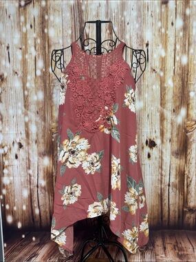 Rue21 Mauve Floral Crochet-Halter Camisole